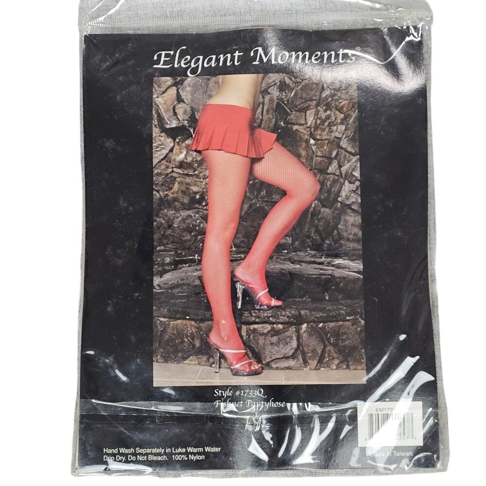 NEW Elegant Moments Fishnet Pantyhose Queen 1X 3X Red  Nylon Tights Costume